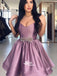 Light Purple Strapless Sweetheart A-line Satin Short Freshman Lovely Cocktail Homecoming Dress, WGP058