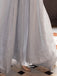 Charming Silver V-Neck Sequins Sexy Backless Organza A-line Evening Sparkly Long Prom Dress, WGP078