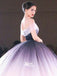 Off Shoulder Ombre Ball Gown Long Evening Prom Dresses, Evening Party Prom Dresses, WGP082