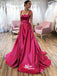 Chic Satin Straps A-line Evening Gowns Prom Dresses With Trailing, WGP110