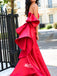 Red Satin Bow-knot Strapless Mermaid Long Prom Dresses , WGP117