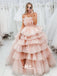 Pink Princess Thousand-layer Strapless Puffy Tulle Ball Gowns Prom Dresses, WGP132