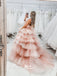 Pink Princess Thousand-layer Strapless Puffy Tulle Ball Gowns Prom Dresses, WGP132