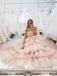 Pink Princess Thousand-layer Strapless Puffy Tulle Ball Gowns Prom Dresses, WGP132