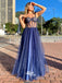 Sweetheart Lace-up Straps See Through A-line Tulle Sparkly Evening Gowns Prom Dresses , WGP159