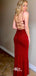 Burgundy V-neck Spaghetti Straps Criss Cross Backless Sequins Evening Gowns Prom Dresses , WGP165