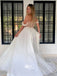 Off Shoulder Ivory Tulle Lace Appliques A-line Evening Gowns Prom Dresses, WGP196