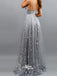 Spaghetti Straps Stars Tulle A-line Slits Backless Evening Gowns Prom Dresses, WGP232