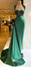 Gorgeous Emerald Green Rhinestones Mermaid Pleating Soft Satin Evening Gowns Prom Dresses, WGP237