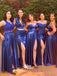 Royal Blue Mismatches Styles Long Bridesmaid Dresses YPS116