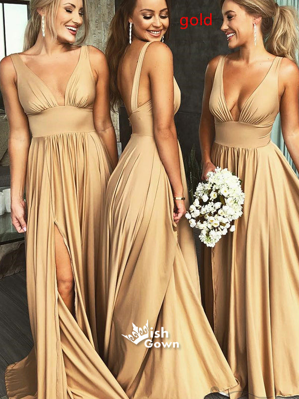 Mismatched Charming Popular Simple Cheap Long Wedding Bridesmaid Dresses, YPS117