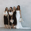 Unique Black Spaghetti Strap Side Split Tea-length Bridesmaid Dresses, YPS138