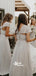 Elegant Light Grey V-neck Short Sleeves Long Chiffon Bridesmaid Dresses, YPS158