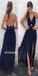 Popular Spaghetti Strap Split Side Long Bridesmaid Dresses, YPS144