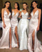 Sexy Mermaid Side Slit Wedding Party Long Bridesmaid Dresses, YPS161