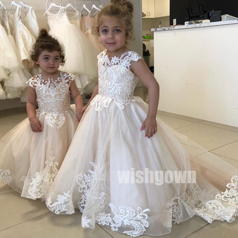 Lovely Pretty Unique Applique Weding  Flower Girl Dresses, FGD007