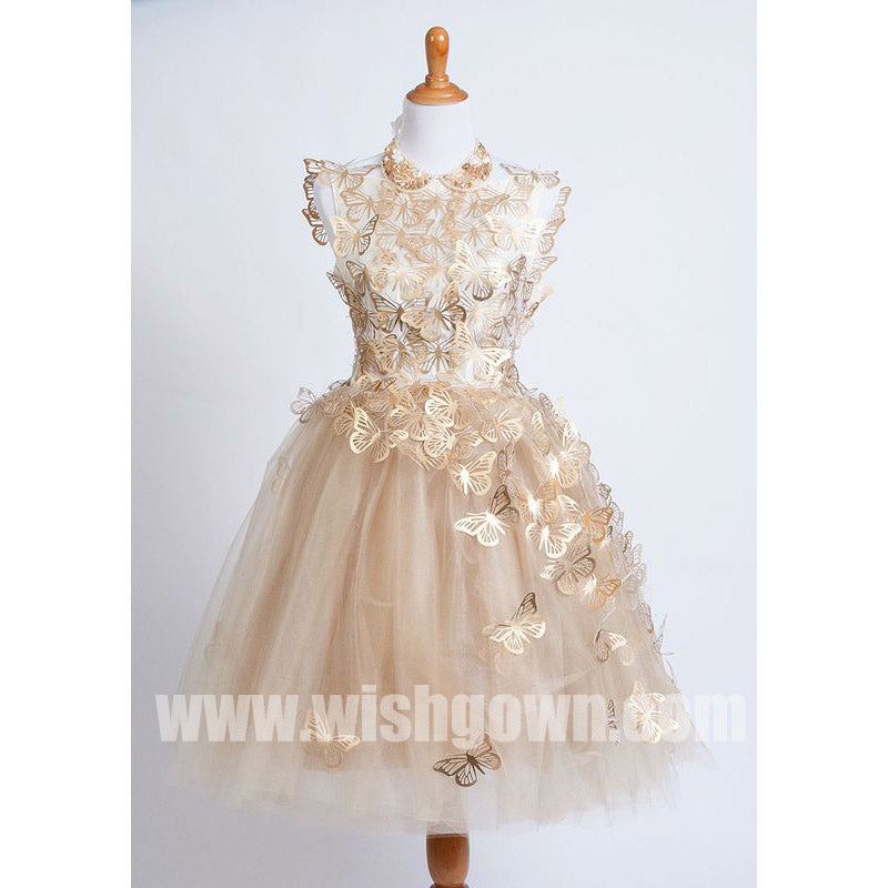 Cute Butterfly Affordable Tulle Charming Flower Girl Dresses for Wedding Party, FGS124 - Wish Gown