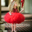 Popular Cute Red Sequin Tulle Short Cheap Flower Girl Dresses, FGS122