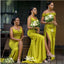 Mismatched Green Mermaid Side Slit Cheap Long Bridesmaid Dresses Online, WGM134