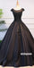 Charming Black Applique Ball Gown Long Prom Dresses PG1198