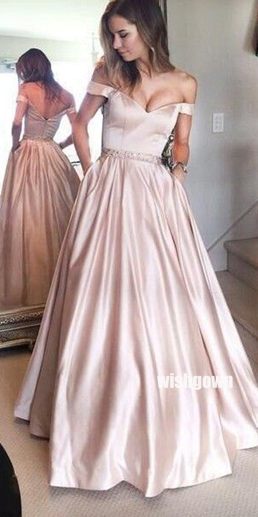 Charming Off-shoulder A-line Long Prom Dresses PG1207