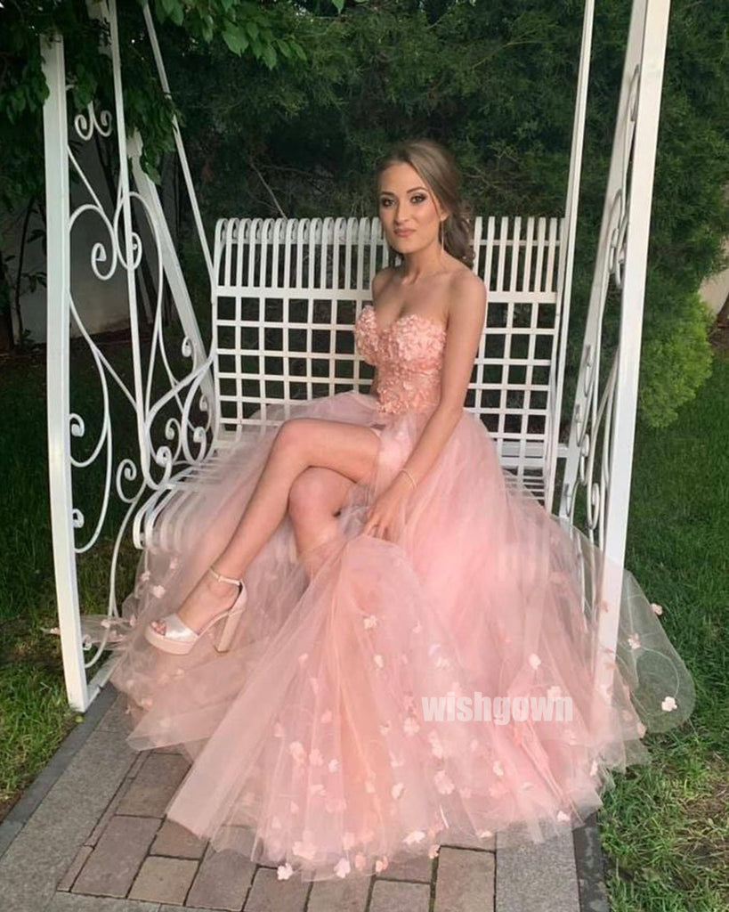 Sexy Pink Sweetheart Tulle Short Prom Dresses PG1210