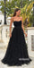 Charming Sweetheart Black Tulle Long Prom Dresses PG1223