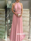 Elegant Dusty Pink Halter Backless Long Prom Dresses PG1228