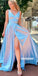 Charming V-neck Side Split Stain Prom Dresses PG1238