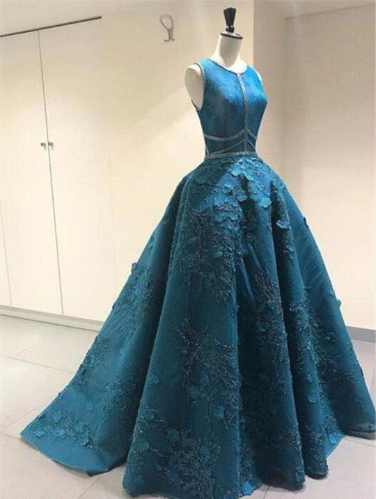 Unique Applique Formal A Line Elegant Expensive Long Prom Dresses, SG138