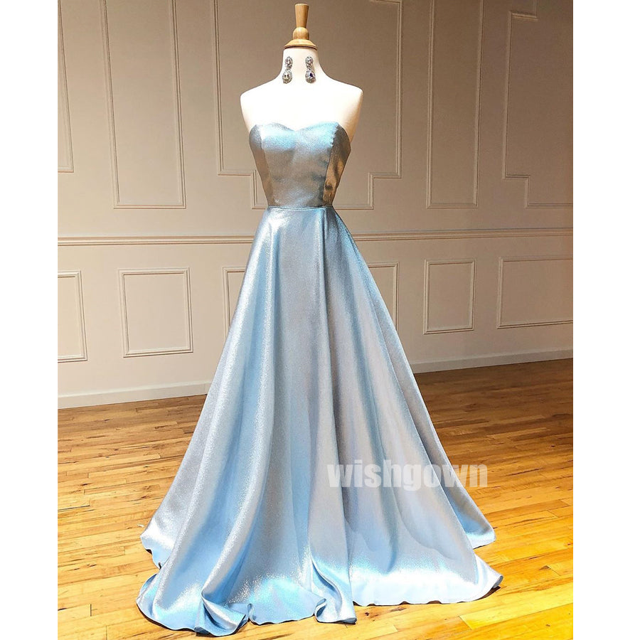 Sweetheart A-line Light Blue Long Prom Dresses PG1142