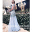 Short Sleeves Heavy Beaded Mermaid Luxurious Open Back Long Prom Dresses, WG1102