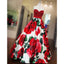 Sleeveless Beaded Red Flowers Sweetheart Long Prom Dresses, SG131