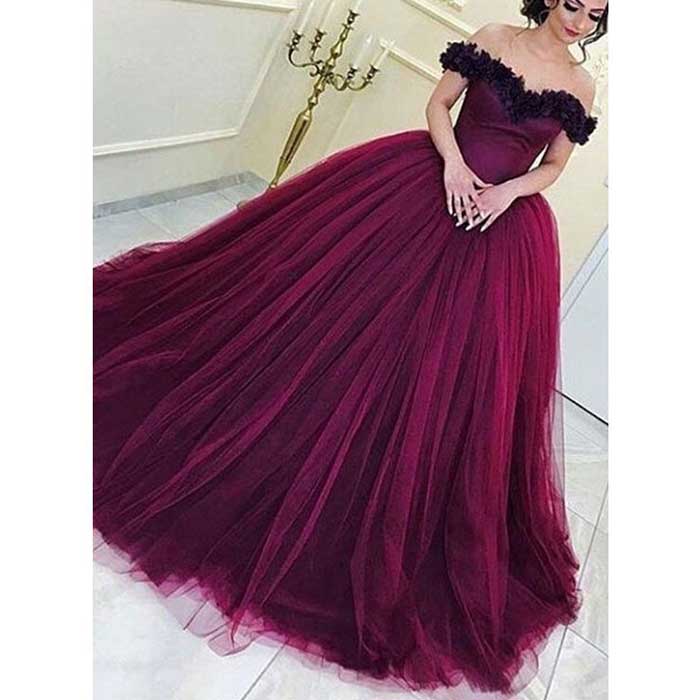 Off the Shoulder Popular Inexpensive Ball Gown Long Evening Prom Dresses, SG103