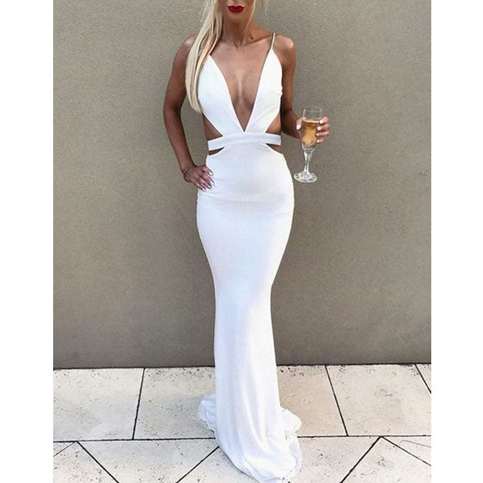 Sexy Deep V Neck Mermaid Cheap Long Prom Dresses, SG117