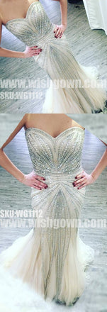 Gorgeous Beading Sparkly Sweetheart Mermaid Evening Long Prom Dresses, WG1112 - Wish Gown