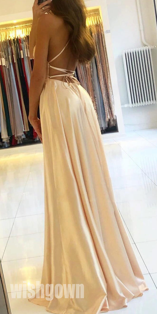 Open Back A-line Side Split Long Prom Dresses PG1176