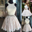 Sexy Two Pieces Halter Lace skirt Pearls bodice Cute homecoming prom dresses, CM0010