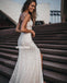 Elegant V-neck Spaghetti Strap Mermaid Applique Long Bridal Dresses WDH037