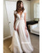 Simple Lace Top Split Side Long Wedding Dress WDH042