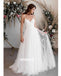 Simple V-neck Spaghetti Strap Tulle Long Wedding Dress WDH046