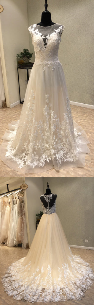 Cap Sleeves Lace On Sale Formal Bridal Long Wedding Dress, WG1201 - Wish Gown