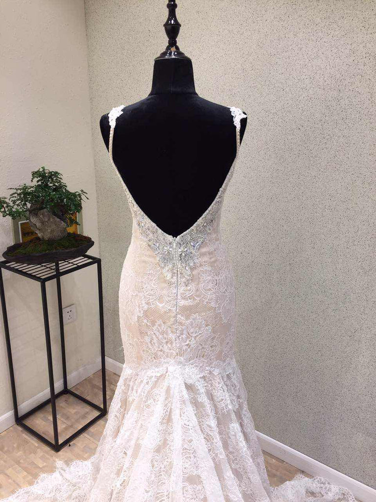 Lace Mermaid Spaghetti Strap Mermaid Bridal Wedding Dress, WG1212