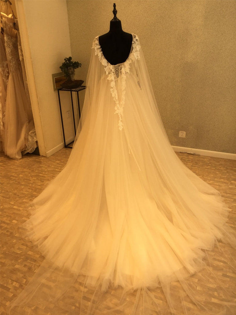 Charming Gorgeous Tulle Applique Affordable Long Brides Wedding Dresses, WG1217 - Wish Gown