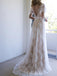 Short Sleeves Lace V Neck A Line Formal Bridal Long Wedding Dresses, STZ311