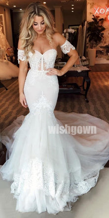 Sweetheart Mermaid Lace Tulle Long Wedding Dresses YH1118