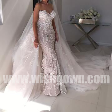 Charming Sweetheart Mermaid Lace Long Bridal Wedding Dresses, BW1514 - Wish Gown