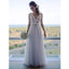 Simple A Line Lace Top Tulle Skirt Cheap Long Beach Wedding Dresses, STZ313