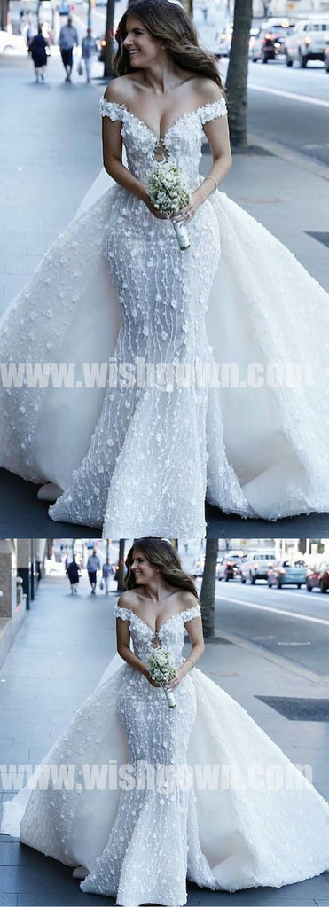 Off the Shoulder Luxury Applique Mermaid Fashion Long Wedding Dresses, BW1511