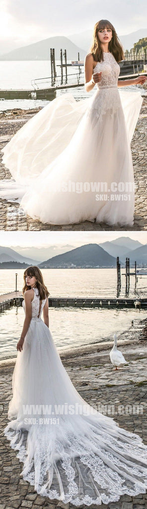 Charming Popular Tulle Lace Elegant Inexpensive Long Wedding Dresses, BW151 - Wish Gown